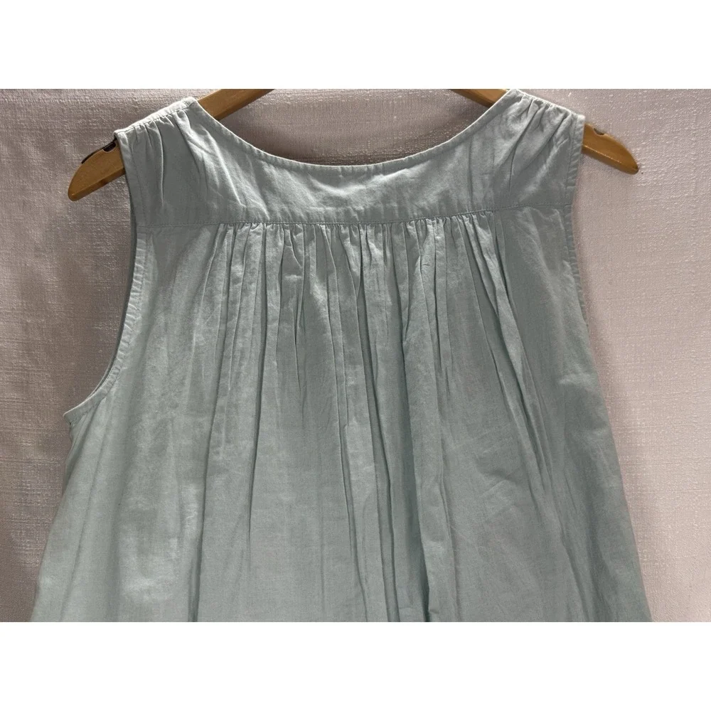 April Cornell NWT Blue Embroidered Floral Tank Midi Dress Cotton Sz XXS FLAW - Picture 9 of 13